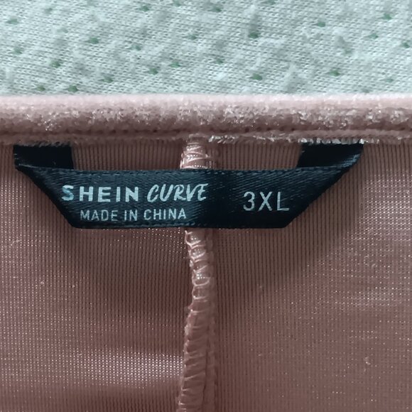 Shein Curve 3XL Pink Long Sleeve Maxi Dress Sheer Mesh Sleeves 100% Polyester - Picture 6 of 7